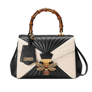 [스페셜오더]GUCCI-476531 8350 구찌 Queen Margaret 블랙 화이트 퀼트 가죽 탑 핸들 백 