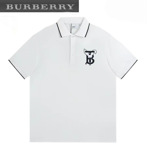 BURBERRY-80635251 버버리 화이트 래빗 프린트 코튼 피케 폴로셔츠 남여공용