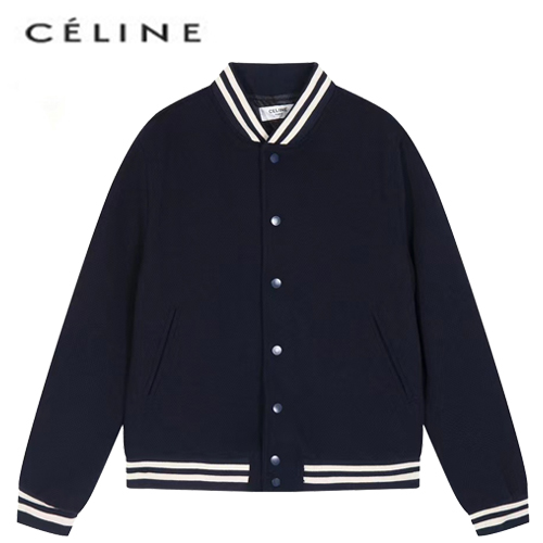 CELINE-09236 셀린느 블랙 아플리케 장식 베이스볼 재킷 남여공용