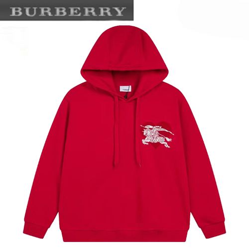 BURBERRY-08136 버버리 레드 프린트 장식 후드 티셔츠 남성용