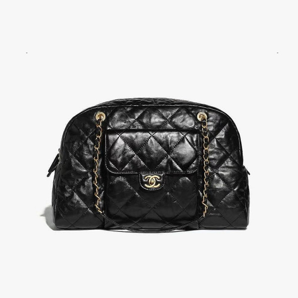 [스페셜오더]CHANEL-AS4812 샤넬 24A 블랙 에이지드 카프스킨 맥시 볼링백 44cm