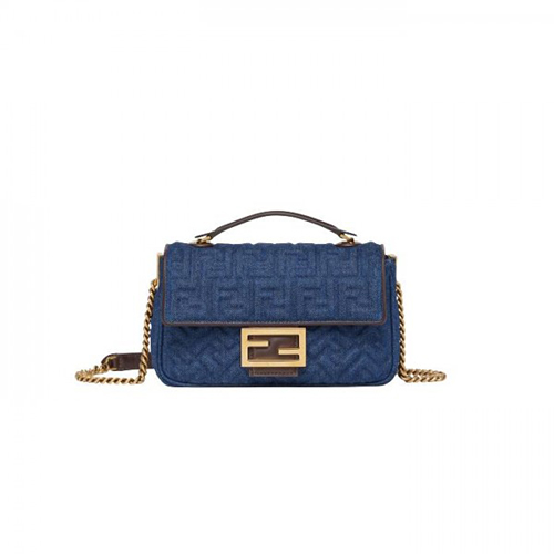 [스페셜오더]FENDI-8BR793 펜디 다크 블루 데님 미디 체인 바게트 백 24CM