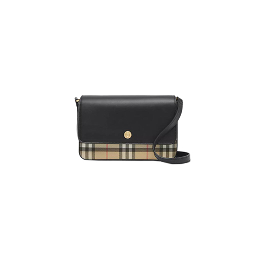 [스페셜오더]BURBERRY-80492431 버버리 블랙 빈티지 체크 레더 미니 노트 백