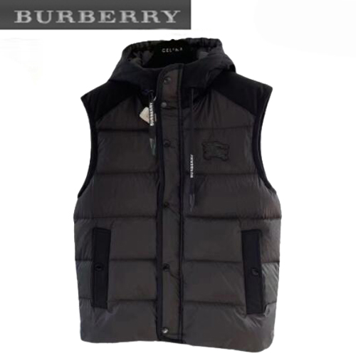 BURBERRY-11147 버버리 블랙 로고 패치 장식 패딩 조끼 남성용