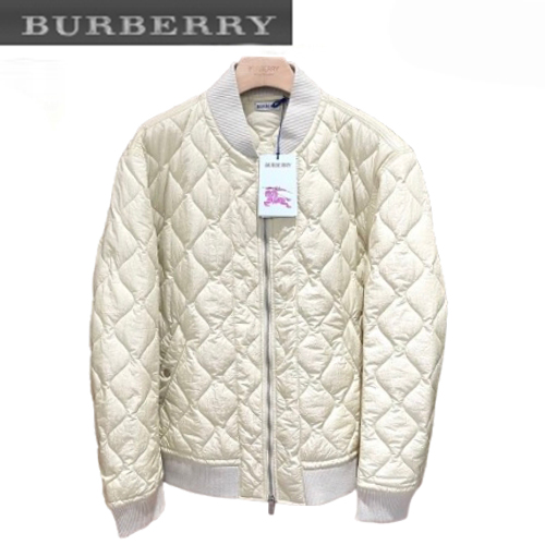 BURBERRY-10197 버버리 화이트 나일론 퀄팅 봄버 재킷 남성용