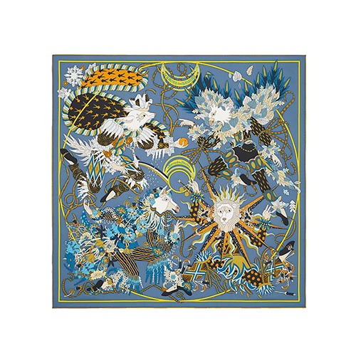 HERMES-H003903 에르메스 블루 Le Sacre des Saisons 스카프