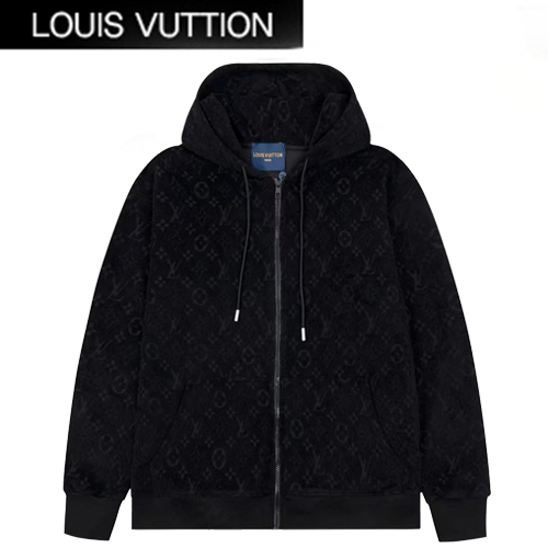 LOUIS VUITTON-09097 루이비통 블랙 모노그램 시어링 후드 재킷 남여공용