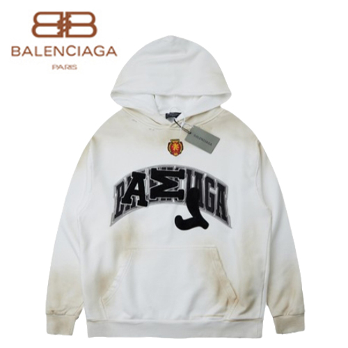 BALENCIAGA-08308 발렌시아가 화이트 아플리케 장식 더티워싱 후드 티셔츠 남여공용