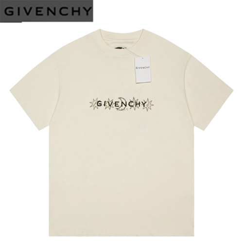 GIVENCHY-07189 지방시 아이보리 프린트 장식 티셔츠 남여공용