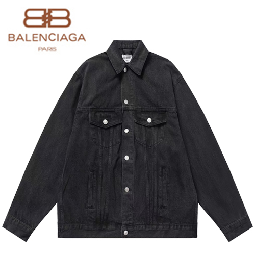 BALENCIAGA-08068 발렌시아가 블랙 아플리케 장식 데님 셔츠 남성용