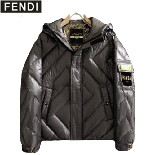 FENDI-12189 펜디 다크 그레이 백 버그 아이 장식 패딩 남성용