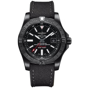 [스페셜오더]BREITLING-브라이틀링 어밴져 II GMT 블랙 스틸 블랙다이얼 워치 43mm 